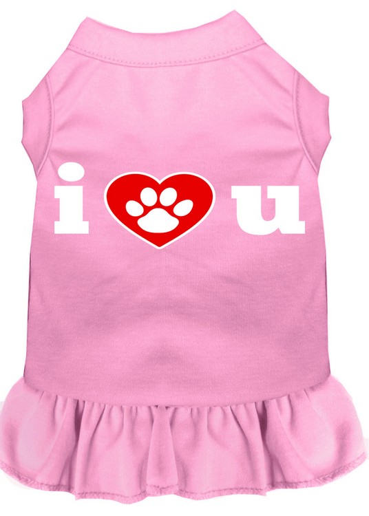 I Heart You Screen Print Dress Light Pink XS